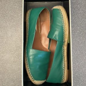 Halogen green leather espadrilles 8.5 in box